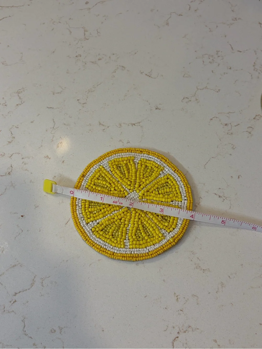 Yellow Beaded Lemon Slice Coasters - Set of 2